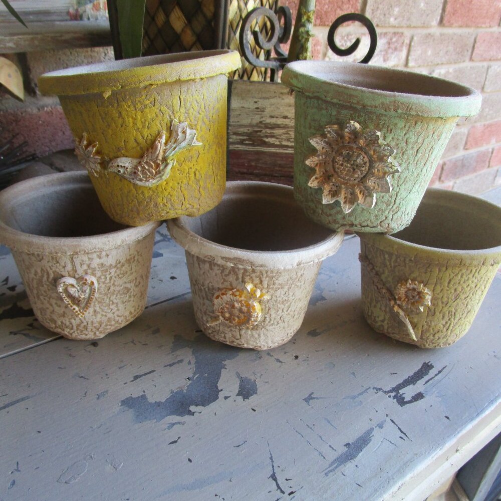Vignette Decor Farmhouse Shabby Chic Peat Pots Upcycle Mold